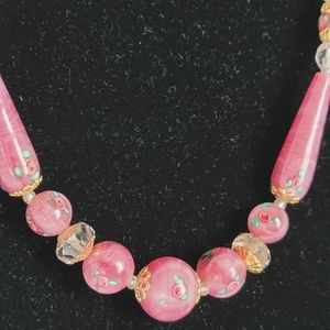 Czech Glass Lampwork Pink Roses